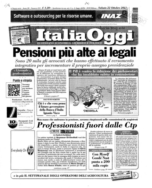 Italia oggi : quotidiano di economia finanza e politica